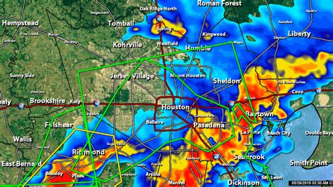 Current and future radar maps for assessing areas of precipitation, type, and intensity. . Khou radar
